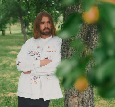 Сорочка унісекс з вишивкою "Луги" біла Х Хащі