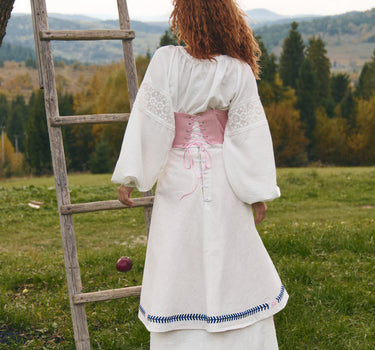 Жіночий корсет з вишивкою "Птахи" рожевий | Hrushenka